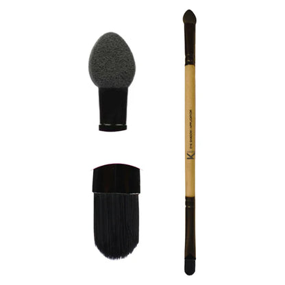 KINDED Professional Natural Wooden Handle 2 in 1 Eyeshadow Applicator Makeup Brush - 20 gm