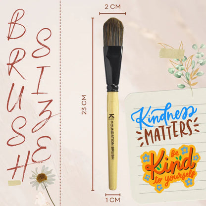 KINDED Professional Natural Wooden Handle Foundation Makeup Brush - 20 gm