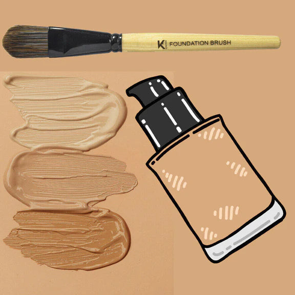 KINDED Professional Natural Wooden Handle Foundation Makeup Brush - 20 gm