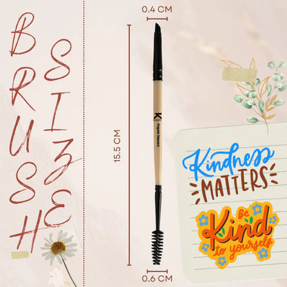 KINDED Professional Natural Wooden Handle 2 in 1 Masaca & Angular Makeup Brush - 20 gm