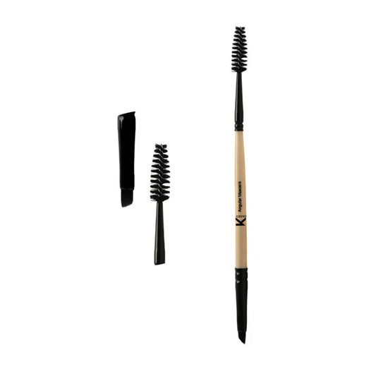 KINDED Professional Natural Wooden Handle 2 in 1 Masaca & Angular Makeup Brush - 20 gm