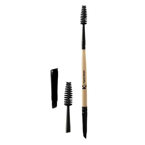 KINDED Professional Natural Wooden Handle 2 in 1 Masaca & Angular Makeup Brush - 20 gm