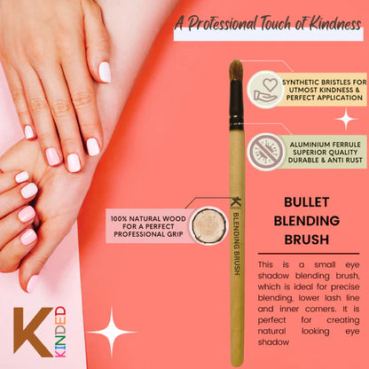 KINDED Professional Natural Wooden Handle Bullet Blending Makeup Brush - 20 gm