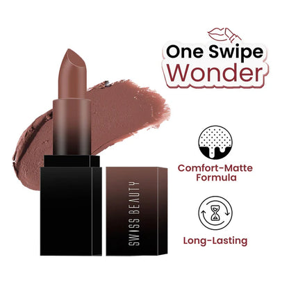 Swiss Beauty HD Matte Lipstick , High Coverage , Lightweight - 09 Cute Nude - 3.5 gm