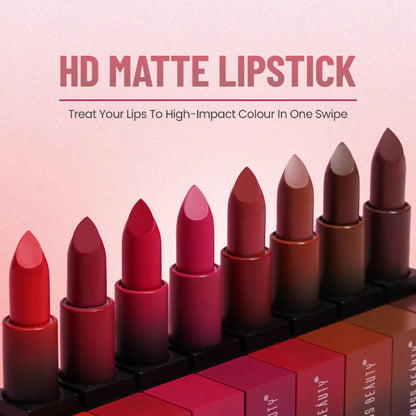Swiss Beauty HD Matte Lipstick , High Coverage , Lightweight - 09 Cute Nude - 3.5 gm