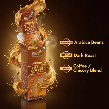 Sweet Karam Coffee Premium Instant Filter Coffee Decoction - 15 ml - Pack of 5