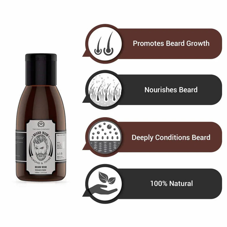 The Man Company Beard Wash With Almond & Thyme - 100 ml