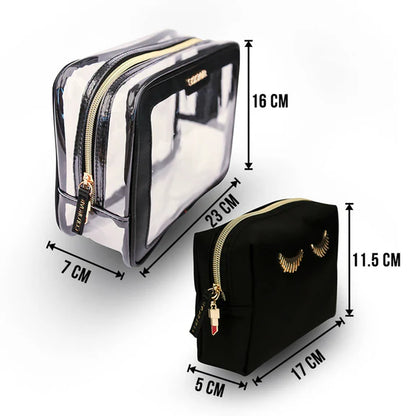 Colorbar Pouch Lips & Lashes Box Pouch (Set Of Two) - Black - Combo