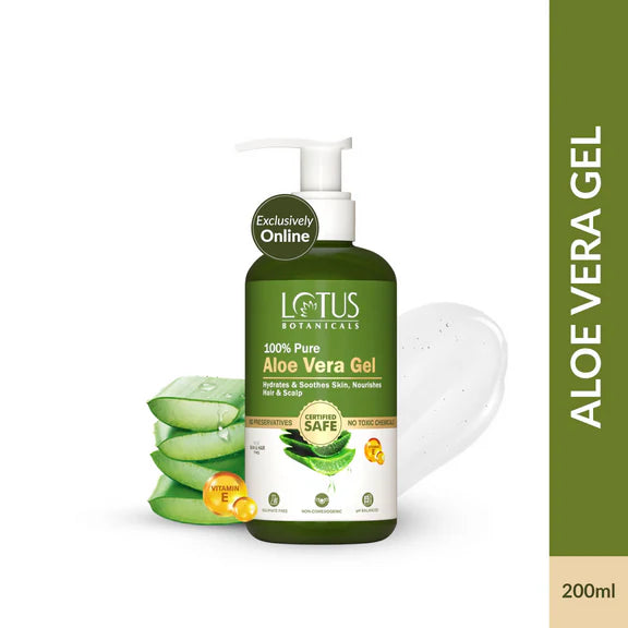 Lotus Botanicals 100% Pure Aloe Vera Gel With Vitamin E - 200 ml