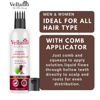 Vellasio Onion Aloevera Hair Oil & Ayurvedic Herbal Extracts - 100 ml