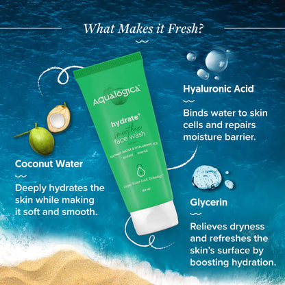 Aqualogica Hydrate+ Smoothie Face Wash with Coconut Water & Hyaluronic Acid - 100 ml