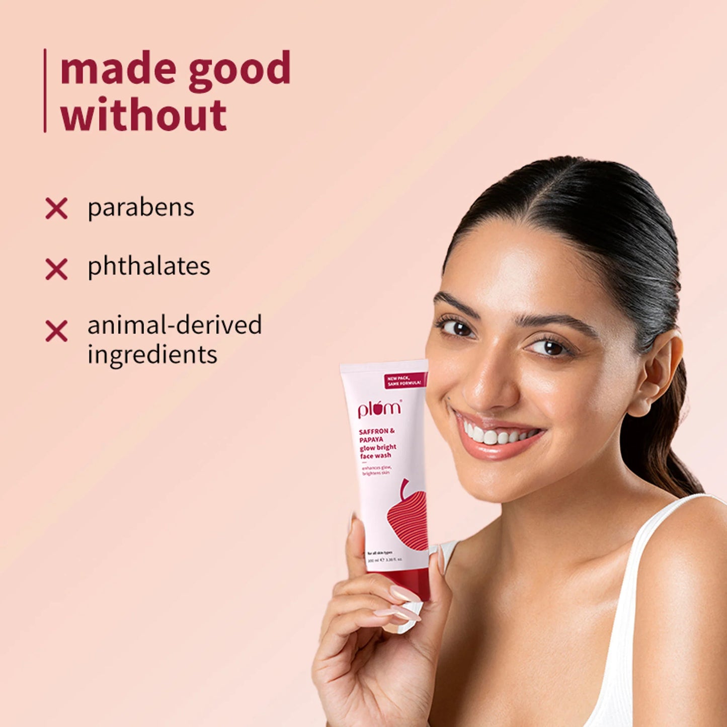 Plum Saffron & Papaya Glow Bright Gel Face Wash For Daily Use - Fights Dullness & Evens Skin Tone - 100 ml