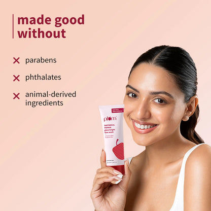 Plum Saffron & Papaya Glow Bright Gel Face Wash For Daily Use - Fights Dullness & Evens Skin Tone - 100 ml