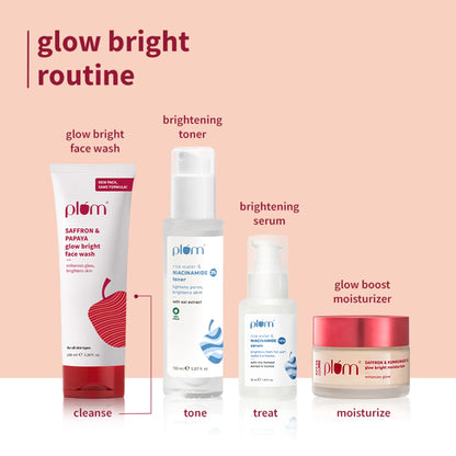 Plum Saffron & Papaya Glow Bright Gel Face Wash For Daily Use - Fights Dullness & Evens Skin Tone - 100 ml