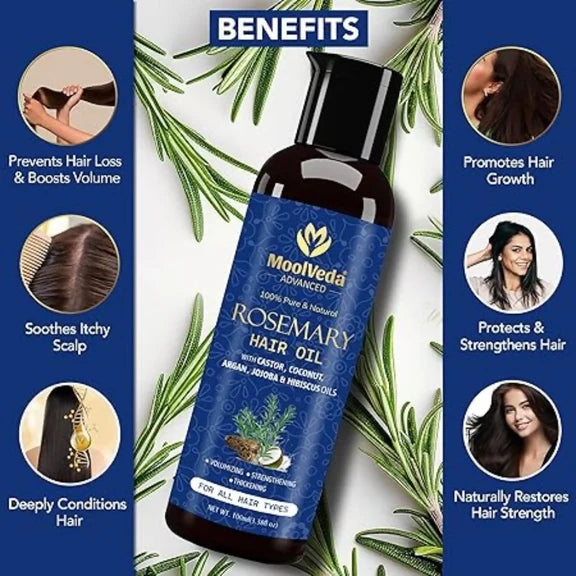 Moolveda 100% Pure Rosemary Hair Oil for Hair Growth - 100 ml