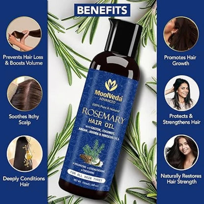 Moolveda 100% Pure Rosemary Hair Oil for Hair Growth - 100 ml