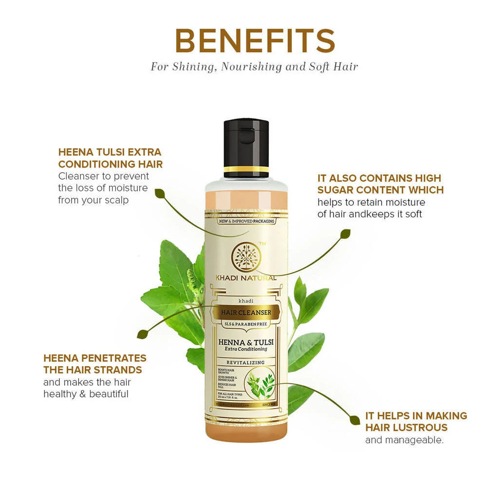 Khadi Natural Henna Tulsi Hair Cleanser - 210 ml