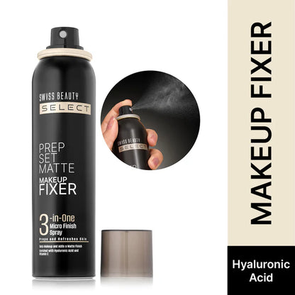 Swiss Beauty Select Prep Set Matte 3 In 1 Micro Finish Spray Enriched With Hyaluronic Acid and Vitamin E - 120 ml