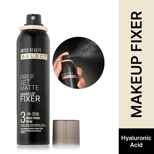 Swiss Beauty Select Prep Set Matte 3 In 1 Micro Finish Spray Enriched With Hyaluronic Acid and Vitamin E - 120 ml
