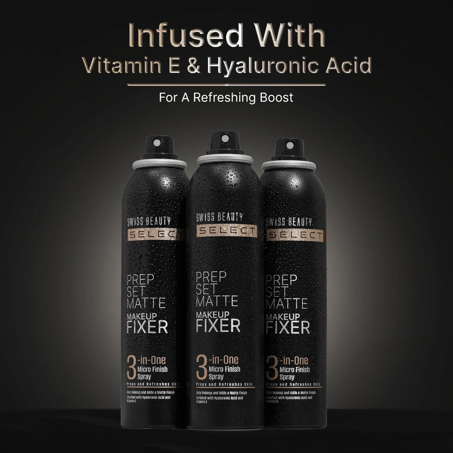Swiss Beauty Select Prep Set Matte 3 In 1 Micro Finish Spray Enriched With Hyaluronic Acid and Vitamin E - 120 ml