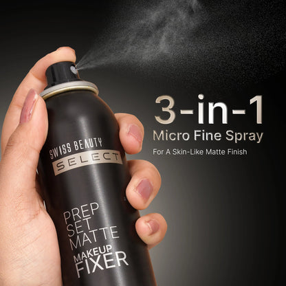 Swiss Beauty Select Prep Set Matte 3 In 1 Micro Finish Spray Enriched With Hyaluronic Acid and Vitamin E - 120 ml