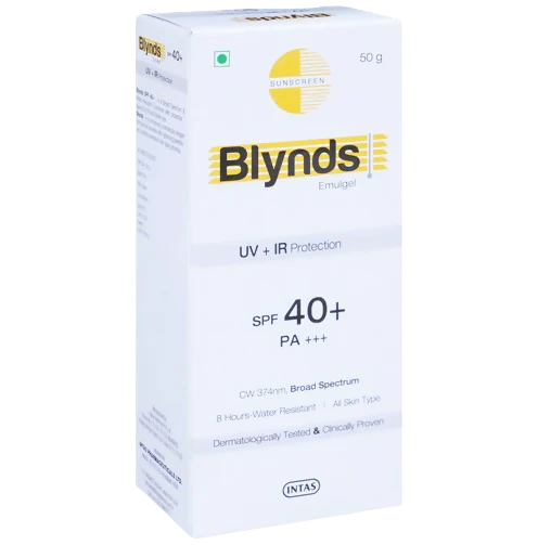 Intas Blynds Emulgel Sunscreen with UV+IR Protection SPF 40+ PA+++ & Water-Resistant - 50 gm