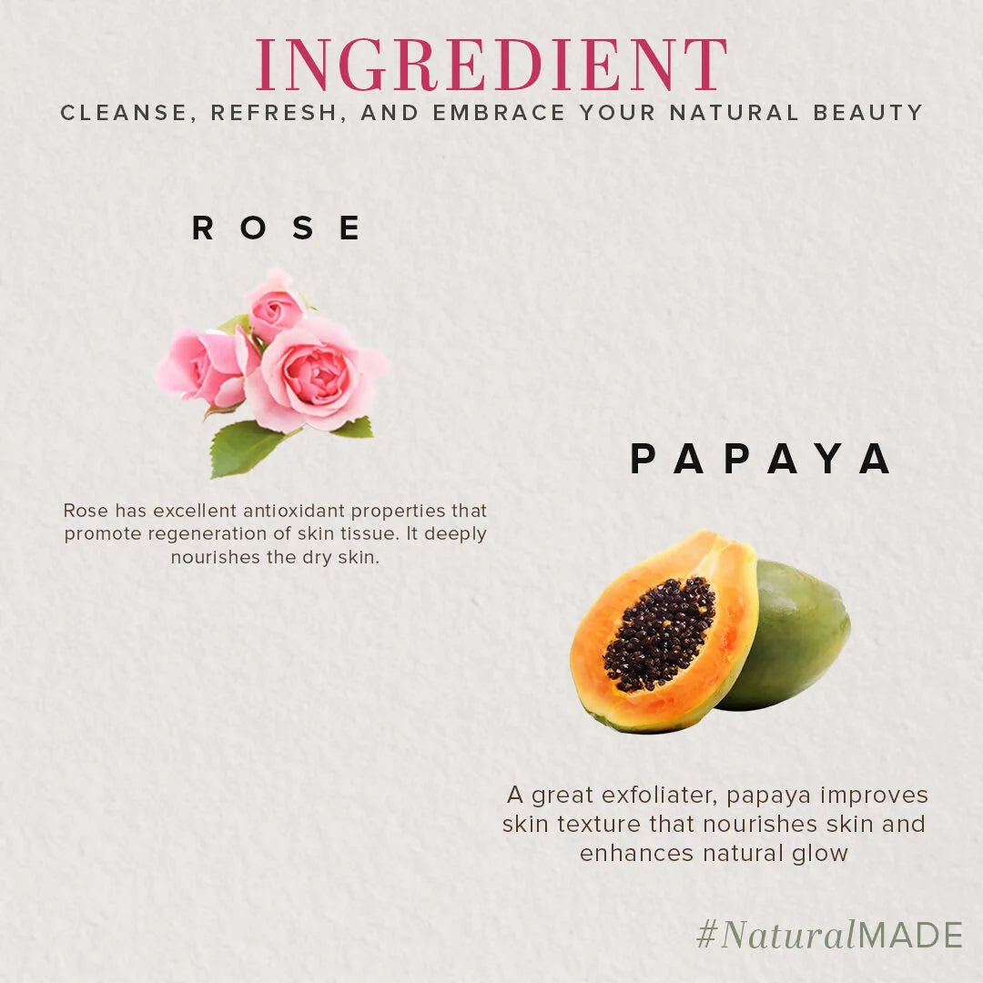 Khadi Natural Rose & Papaya Face Scrub + Rosewater Skin Toner - combo