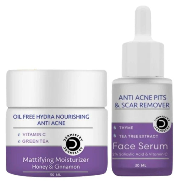 Dermistry Anti Acne Mattifying Moisturizer & Anti Acne Face Serum - combo