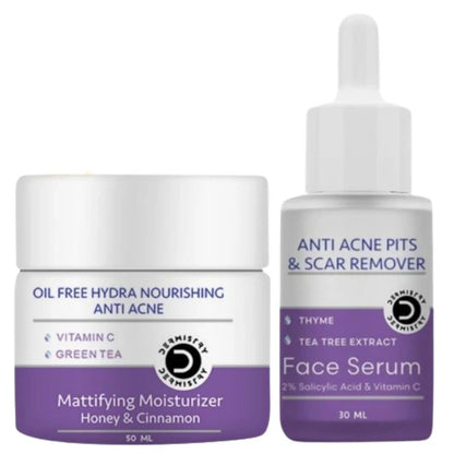 Dermistry Anti Acne Mattifying Moisturizer & Anti Acne Face Serum - combo