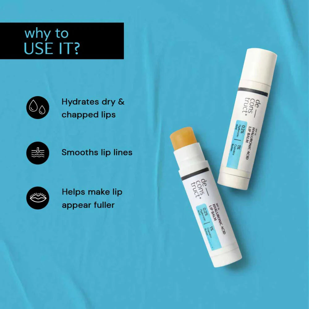 Deconstruct Hyaluronic Acid Lip Balm With 1% Cupuacu Butter - For Fuller lips, Dry Lips, Reduces Flakiness