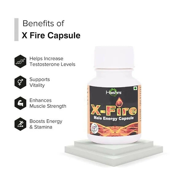 Hashmi Pharmacy X-Fire Capsule for Strength, Stamina, Energy, Power Men - 20 caps