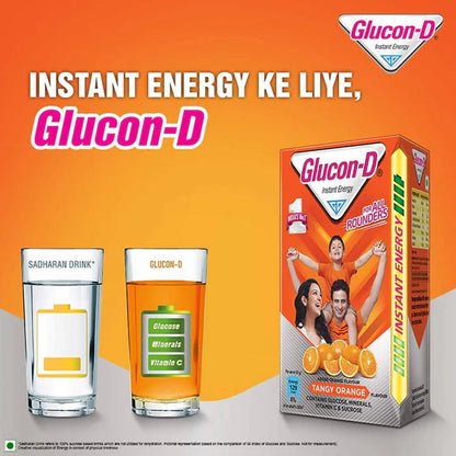 Glucon-D Instant Energy Health Drink - Tangy Orange | Tangy Orange Glucose Powder | Instant Energy & Immunity Recharge | With Vitamin C & Calcium - 1 kg