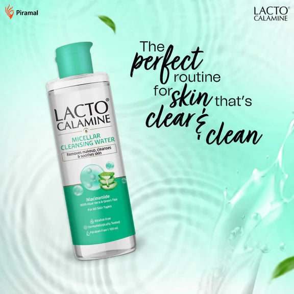Lacto Calamine Micellar Cleansing Water,Removes Makeup & Clears Skin - 100 ml
