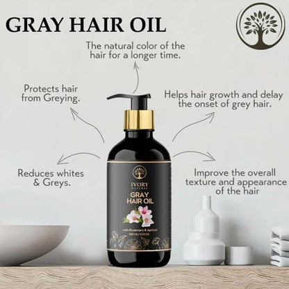 Ivory Natural Gray Oil Restore Natural Black Hair And Shine - 200 ml