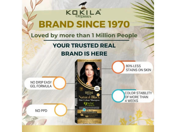 Kokila Organics NO PPD Shampoo Hair Colour - Black - 400 ml