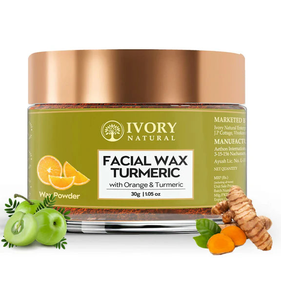 Ivory Natural Facial Wax Powder With Turmeric - Natural Facial Hair Removal Wax For Instant Skin Brightening - 30 gm