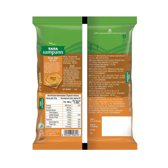 Tata Sampann Unpolished Toor Dal - 1 kg