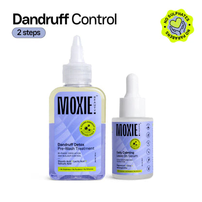 Moxie Beauty Anti-Dandruff Treatment Duo - Pre-wash Exfoliant & Leave-On Serum - combo