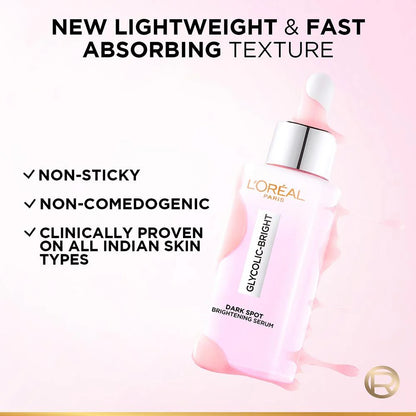 L'Oreal Paris Glycolic Bright 8% [Melasyl + Niacinamide] Face Serum For Brightening Dark Spots -15 ml