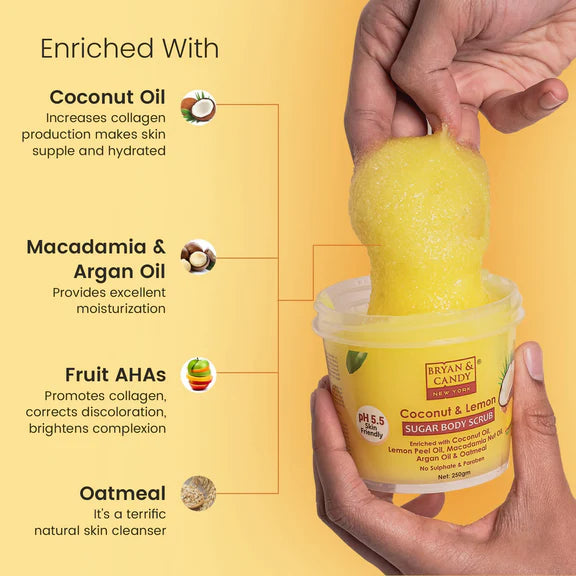 Bryan & Candy Coconut & Lemon Sugar Body Scrub - 250 gm