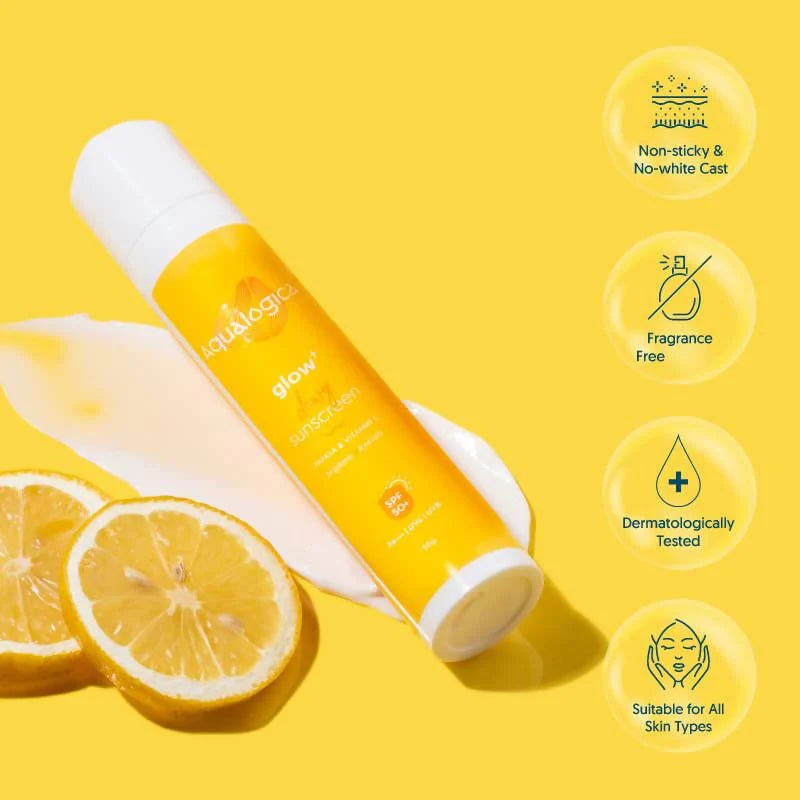 Aqualogica Glow + Dewy Sunscreen With Papaya & Vitamin C SPF 50+ PA++ - 30 gm