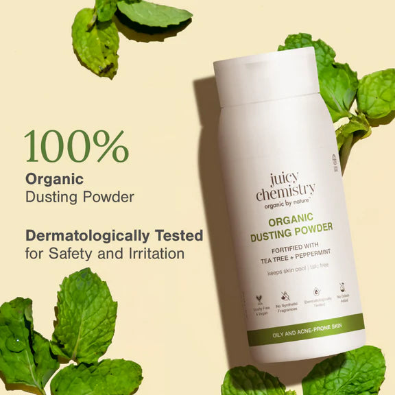 Juicy Chemistry Organic Dusting Powder Fortified With Tea Tree & Peppermint - 100 gm