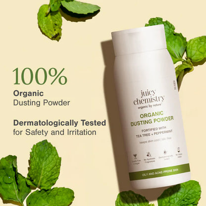 Juicy Chemistry Organic Dusting Powder Fortified With Tea Tree & Peppermint - 100 gm