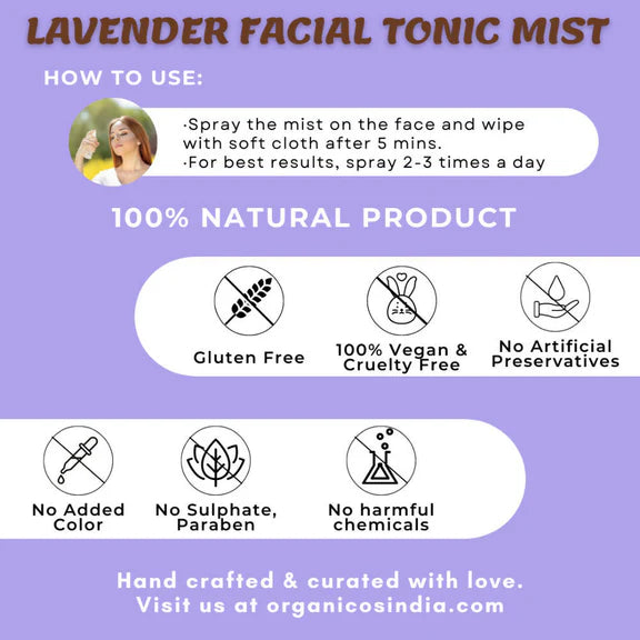 Organicos Lavender Facial Tonic Mist - 100 ml