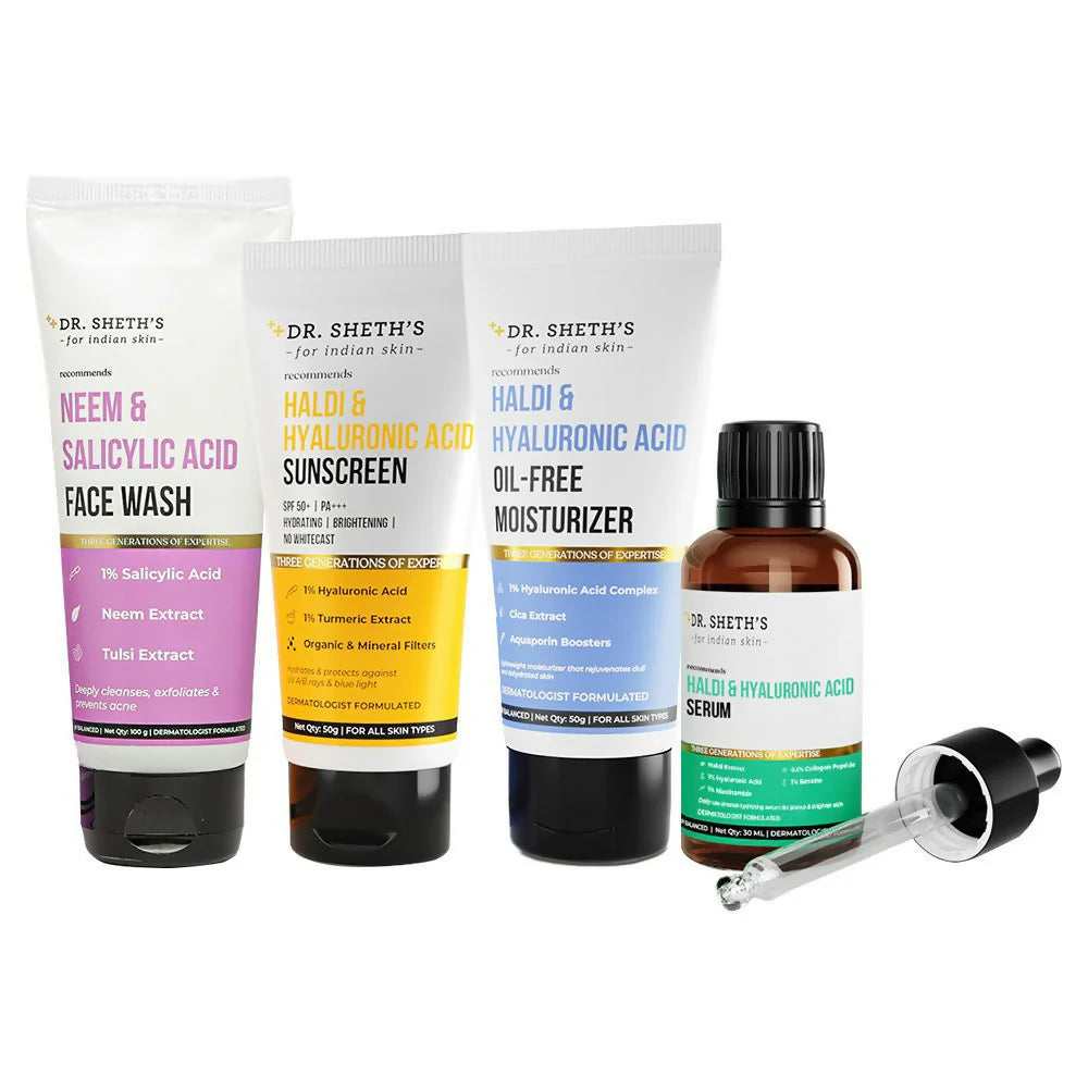 Dr. Sheth's CSMS (Cleanser, Serum, Moisturizer, Sunscreen) Glow Combo