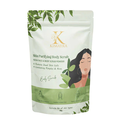 Kimayra Natural Neem Skin Purifying Face & Body Scrub For Acne, Pimple-Free Clear Skin - 80 gm