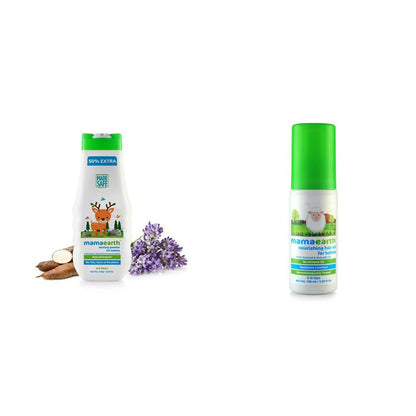 Mamaearth Dusting Powder & Nourishing Hair Oil for Babies -combo