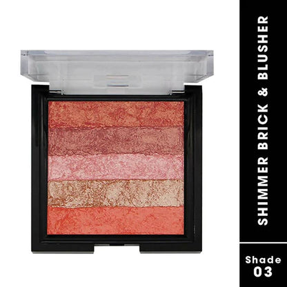Fashion Colour Shimmer Brick & Blusher 2 in 1 Glow Bronzer Powder-Shade 03 (Medium To Fair) - Shade 03