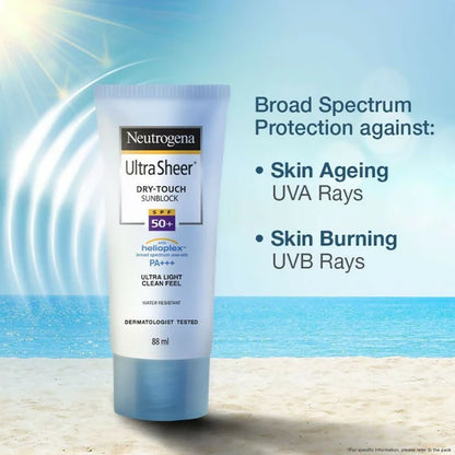 Neutrogena Ultrasheer SPF50+ PA+++ Ultra Light Face Sunscreen For Dry & Oily Skin Home+Travel Combo - combo