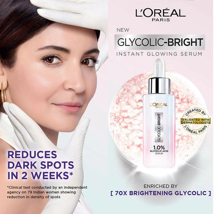 L'Oreal Paris Glycolic Acid Glowing And Protecting CSMS (Cleanser, Serum, Moisturizer, Sunscreen) Regime Kit -kit